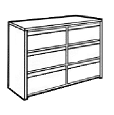 Homestead Dresser. 6 Drawers, 3 Side by Side, 48"W